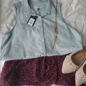 Chambray sleeveless blouse